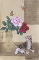 艺术家汪林日记:国画工笔花鸟画《赏花观蝶》，尺寸68x45cm，乙亥年冬月新【图1】