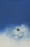 艺术家逸品莲堂-卢梦阳收藏:吴文莉老师彩墨莲花《月光遍照》，双手合十，浅吟佛语，不唯许愿【图0】