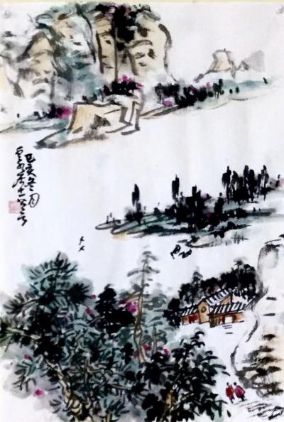 龚光万日记-国画山水画《 蜀乡冬韵 》《蜀江清晓》，冬景雪景瑞雪兆丰年，冬去春来，提前祝各位【图2】