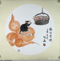 艺术家王君永日记:鼠年来临，特画老鼠系列小品画以应年景。
  老鼠《数钱图》【图3】