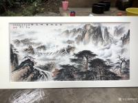 艺术家罗树辉日记:应订，重画国画山水画作品《云山起舞树生辉》，作品尺寸186C【图2】