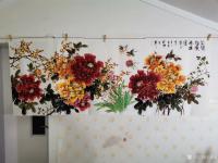 艺术家王长泉日记:国画牡丹画《花开复古春满园》，尺寸四尺横幅68X138厘米，【图0】