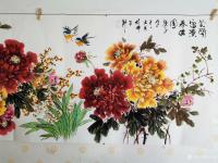 艺术家王长泉日记:国画牡丹画《花开复古春满园》，尺寸四尺横幅68X138厘米，【图1】