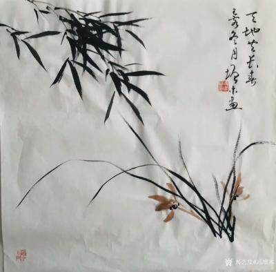 冯增木日记-国画兰花兰草《百花赏不尽,独钟一草香》斗方小品一组,乙亥年冬月冯增木国画兰花兰草【图2】