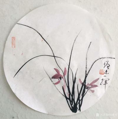 冯增木日记-国画兰花兰草《百花赏不尽,独钟一草香》斗方小品一组,乙亥年冬月冯增木国画兰花兰草【图4】