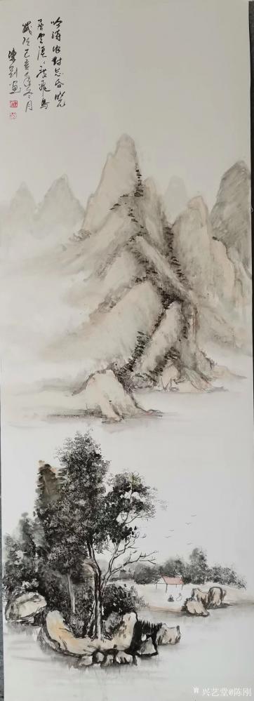 陈刚日记-赶在年三十前，完成了2019年最后四条屏，2020开端之年，好作品已经预订了。【图4】