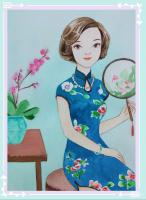 艺术家刘晓宁日记:香香漫画：客户给头像，想要民国风，于是设计了一款民国淑女漫画【图1】