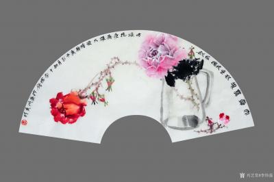 李伟强日记-敬献英雄，绘制玫瑰扇面九帧，聊表对神州大地，为拯救众生灵，大爱无痕的最可爱的人—【图2】