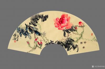 李伟强日记-敬献英雄，绘制玫瑰扇面九帧，聊表对神州大地，为拯救众生灵，大爱无痕的最可爱的人—【图5】