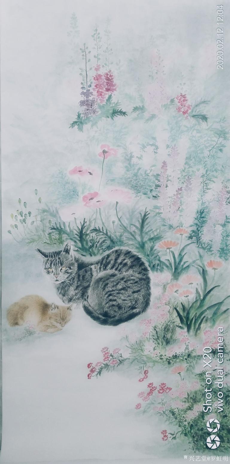 罗虹明国画作品《陪你去看花》