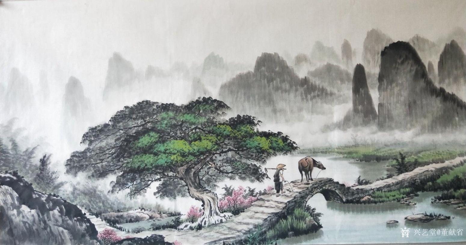 董献省国画作品《乡间小路》