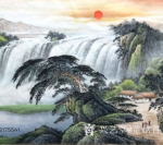 董献省日志-这幅《源远流长》画面平和，主要突出的是水面的阔达，飞瀑的流畅【图3】