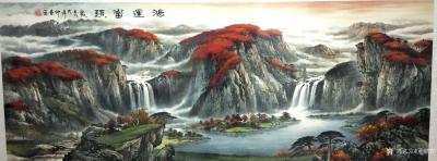 董献省日记-鸿运当头国画是一幅充满吉祥好运和喜庆山水画，此幅《鸿运当头》把壮丽江河、雄浑瀑布【图1】