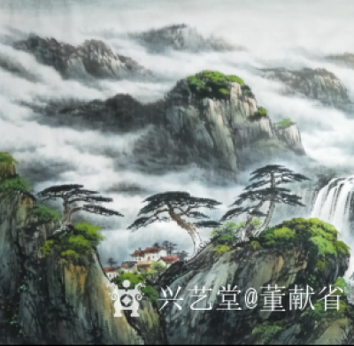 董献省日记-木秀群山春意浓，桃花点点衬青葱。
亭前听瀑观鸿远，壮美神州映彩虹。【图2】