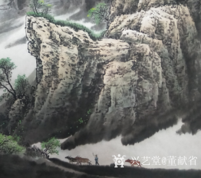 董献省日记-国画山水画《春之歌》一幅。暖日映山调正气，东风入树舞残寒。春天是生活在冬天里的人【图4】