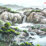 董献省日志-峰高如有色，水村忽流香。翠影笼烟树，清光落草堂。【图4】