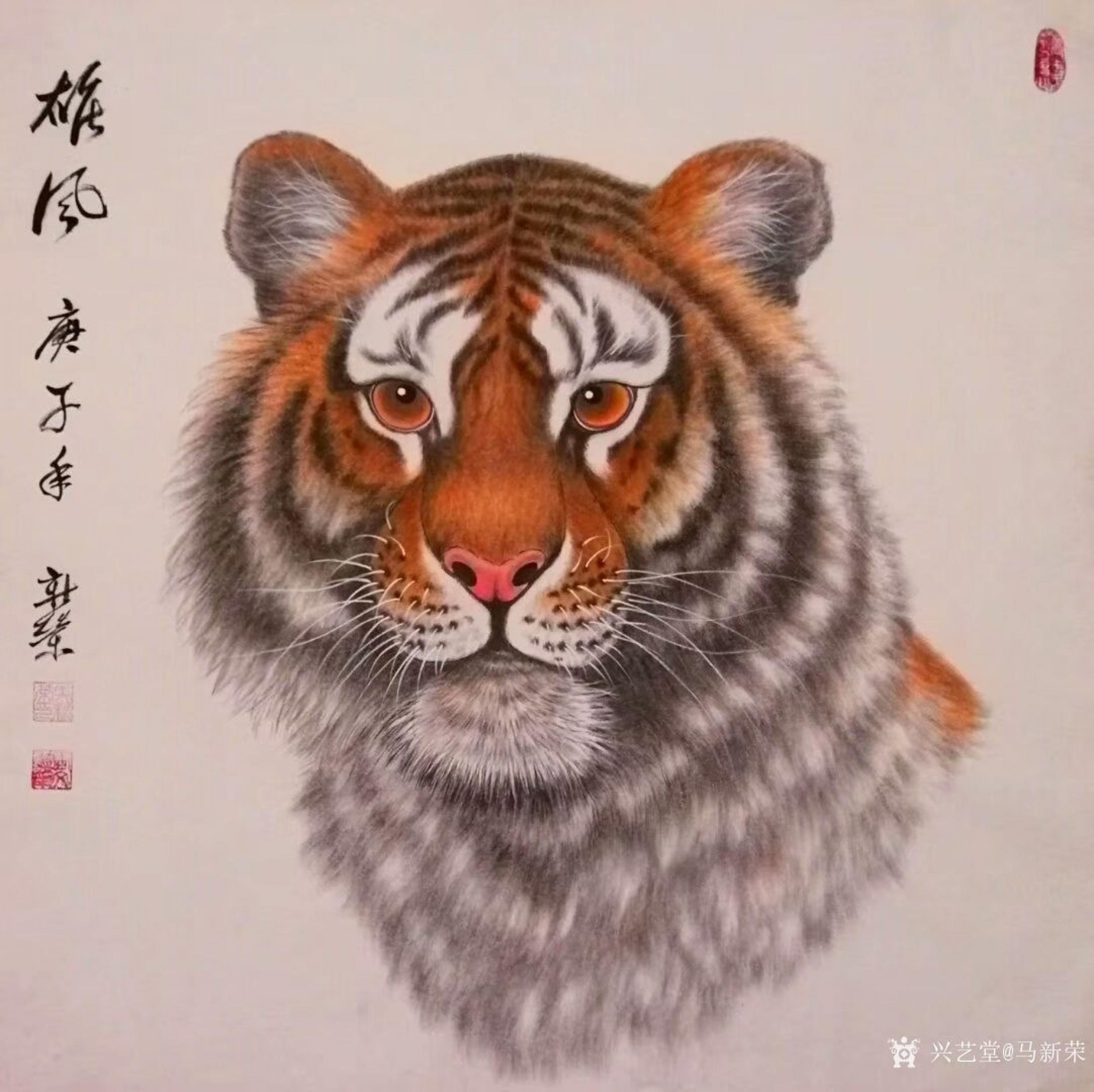 马新荣日志-国画工笔动物画作品宠物狗《旺财图》国画工笔动物画作品