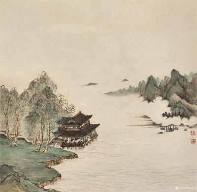 陈美君收藏-渔舟逐水爱山春，两岸桃花夹古津。
坐看红树不知远，行尽青溪不见人。
山口潜行【图1】