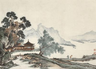 陈美君收藏-渔舟逐水爱山春，两岸桃花夹古津。
坐看红树不知远，行尽青溪不见人。
山口潜行【图2】