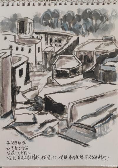 杨牧青日记-名称：线与空间
规格：25cmx18cm/速写草稿本
释议：西班牙画家的线条【图1】