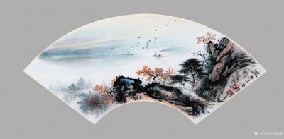 罗树辉日记-国画松树扇面作品《金龙探爪》《黄山人字瀑》《迎客松》;
继续宅在家里，继续画扇【图3】