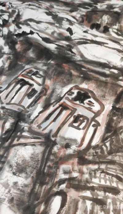 杨牧青日记-杨牧青大写意：黄土恋国画原创（附音频）
黄土塬上的人，
走过了多少个梁梁峁峁【图1】