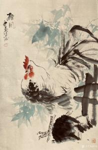 艺术品图片：艺术家覃莽国画作品名称《公鸡-雄风》议价