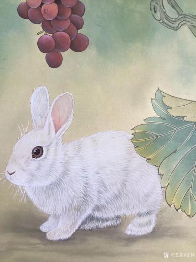 汪林日记-国画工笔画老鼠《多子多福图》尺寸65X38CM，老鼠多子，石榴也多子，多子多福，【图6】