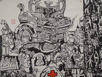 马培童收藏-受武汉市抗疫之邀创作焦墨画《天佑武汉》为武汉主题歌曲《天佑武汉》而创作；
  【图5】