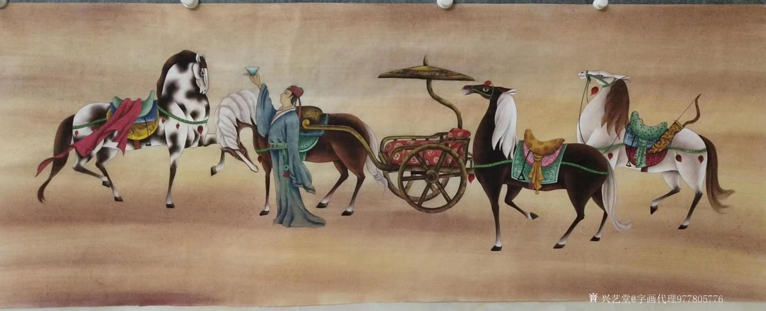 字画代理威977805476国画作品《精品工笔宫廷马》【图0】