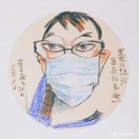 艺术家刘晓宁收藏:漫画家落子老师疫情期间为赴武汉医疗队的医护人员画像。
  【图1】