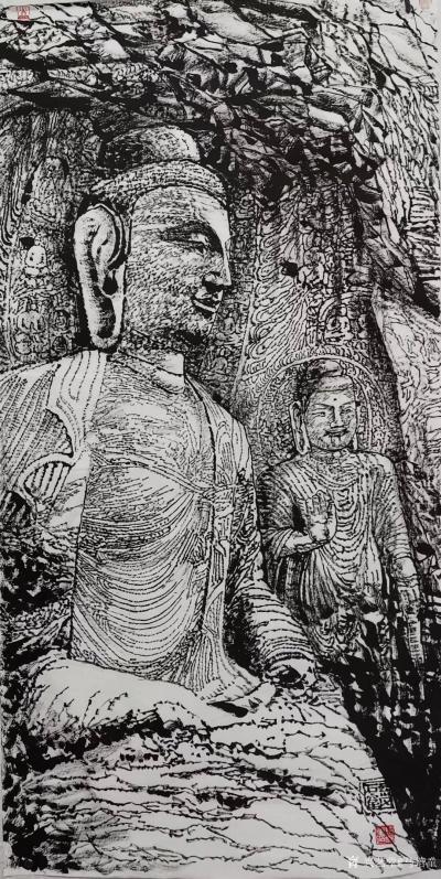 马培童收藏-马培童石窟作品之四大石窟作品赏析连载之（二），作者潘玮萱；
    石窟如云冈【图2】