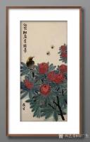 艺术家石广生日记:半夜又画了国画花鸟画四条屏。根据画面内容，每幅写一句诗，四幅【图1】