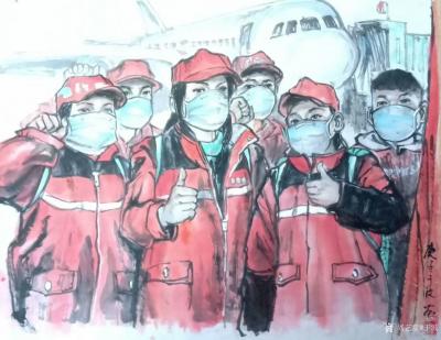 于波日记-国画人物画武汉抗疫专题作品：《民族脊梁》《万民一心，众志成城，武汉加油，中国必胜【图2】
