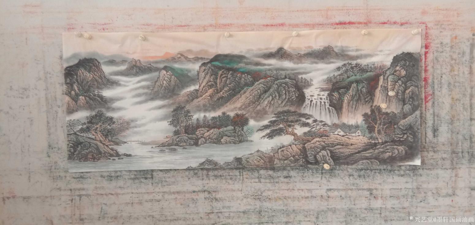 墨轩国画油画国画作品《国画山水太行朝晖》【图0】