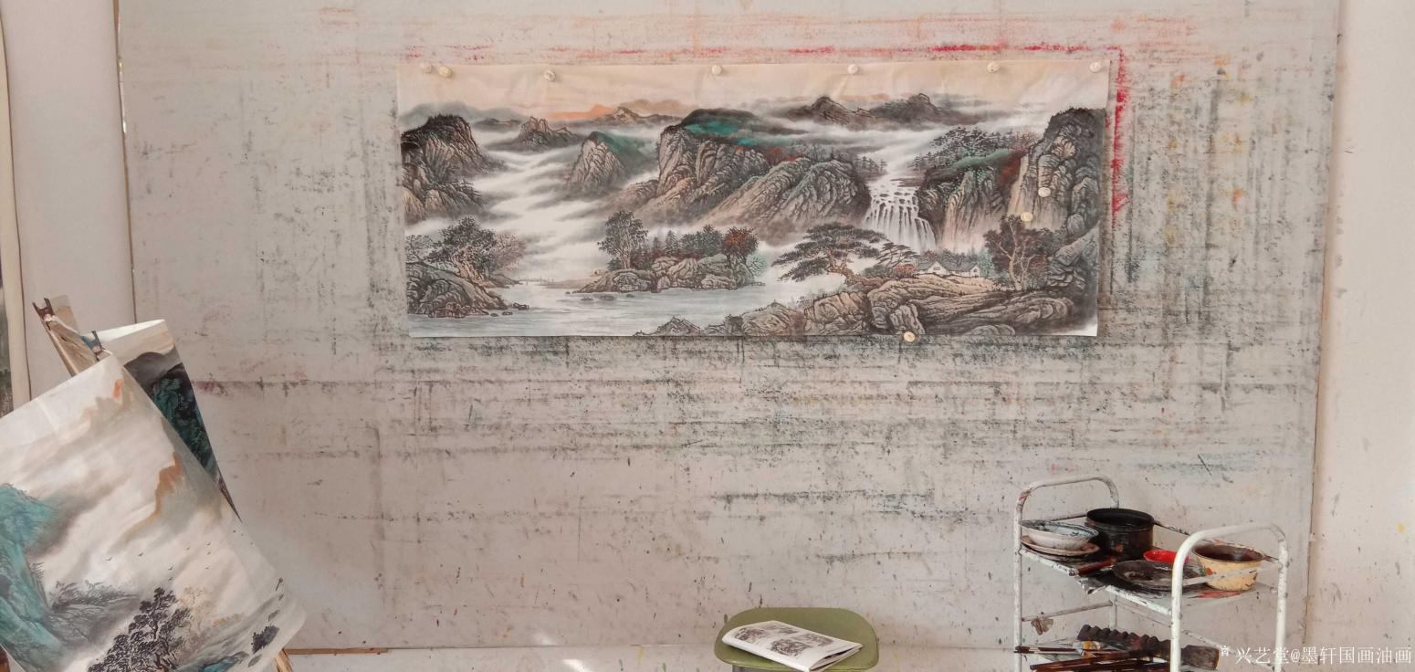 墨轩国画油画国画作品《国画山水太行朝晖》【图1】