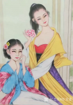 徐景莲日志-新作品国画工笔人物画《闺蜜》，是按照收藏家买主的要求画的。
【图1】