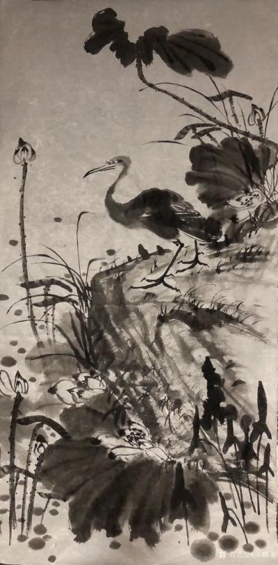 周鹏飞日记-纯水墨！才是高级艺术感的最好体现！用淡墨，写不淡的溪岸雅景！
天空云尽绝波澜，【图1】