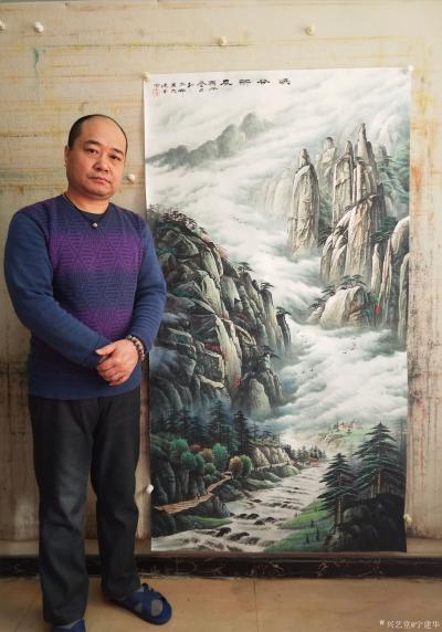 宁建华收藏-国画彩墨山水画《峡谷新风》，大六尺原创作品。【图2】