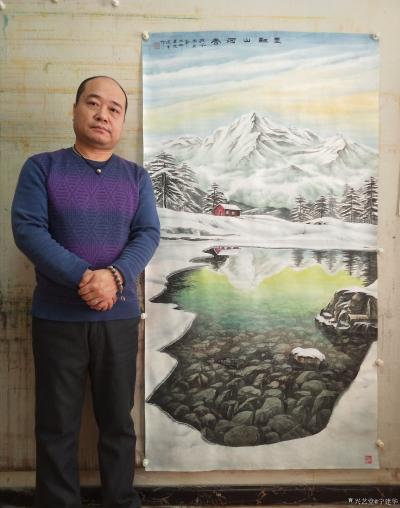 宁建华收藏-国画彩墨山水画《雪融山河春》，大六尺原创作品请欣赏。【图2】