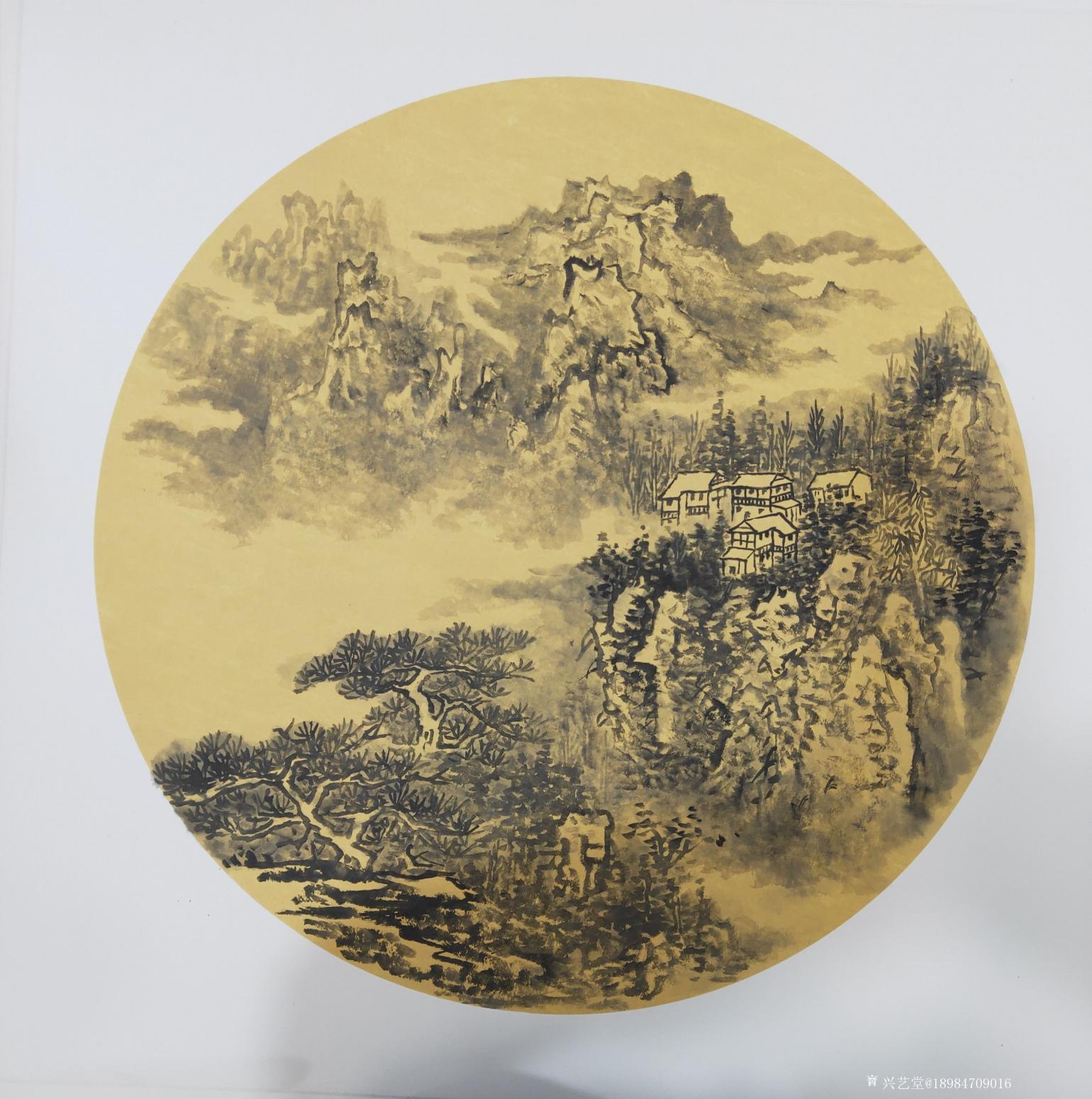 宋保江国画作品《家山新绿》