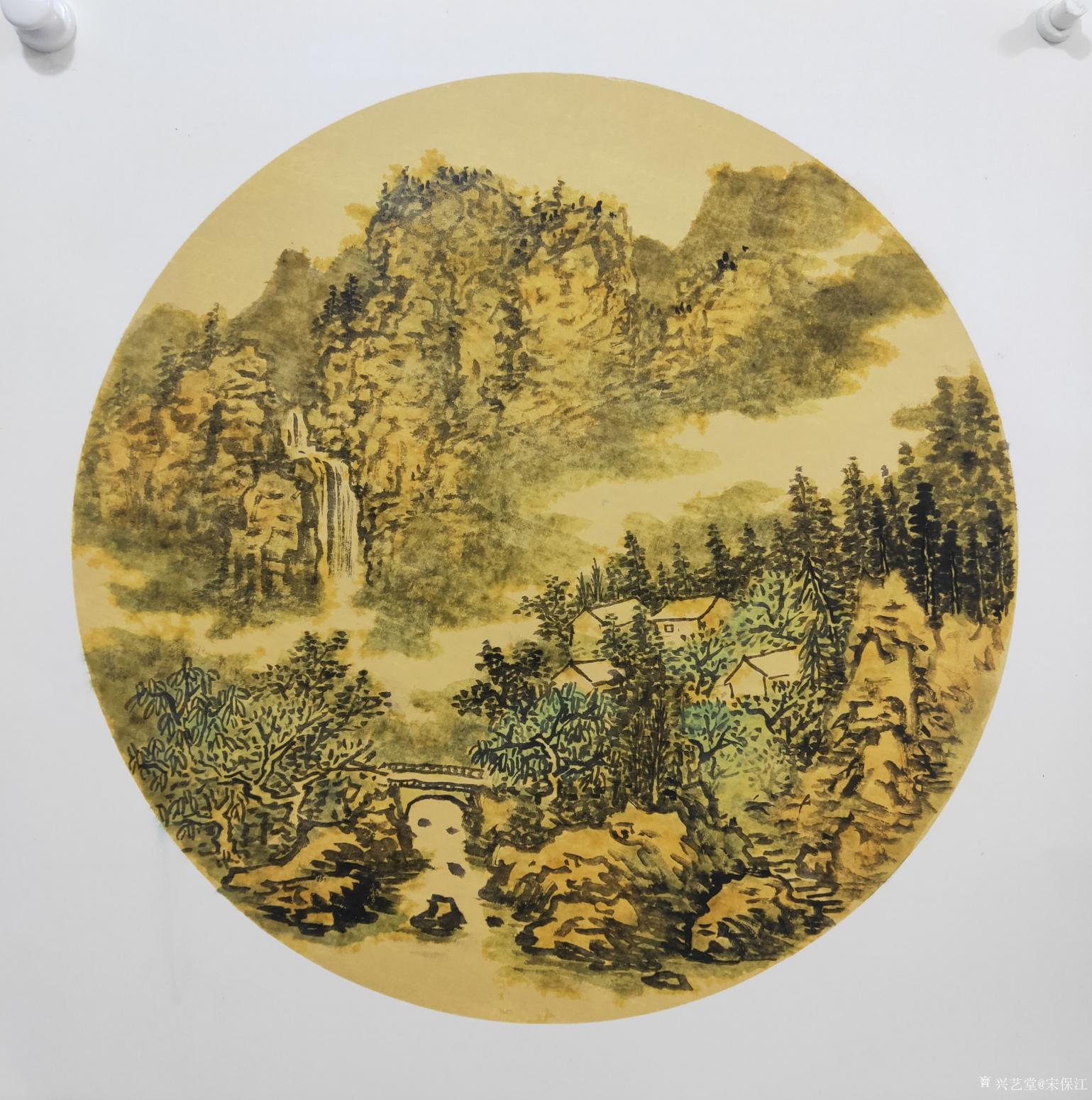 宋保江国画作品《家在青山绿水间》