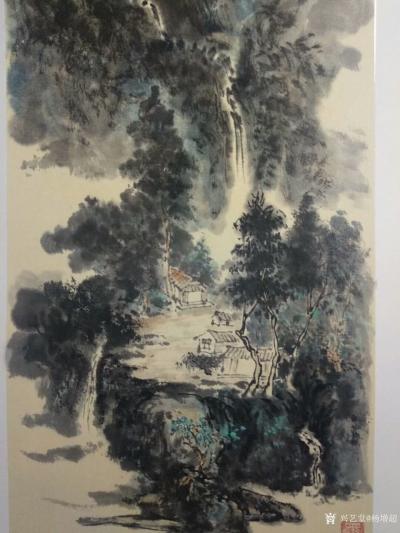 杨增超日记-国画山水画作品《高山流水》彩墨画，尺寸四尺竖幅68X138CM；
庚子年春月杨【图2】
