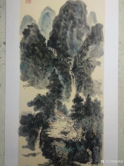 杨增超日记-国画山水画作品《高山流水》彩墨画，尺寸四尺竖幅68X138CM；
庚子年春月杨【图3】
