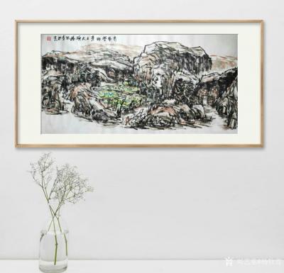 杨牧青日记-名称：大写意国画《有希望的黄土大塬》
规格：137cmx70cm
款识：有希【图1】