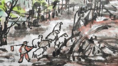 杨牧青日记-名称：大写意国画《有希望的黄土大塬》
规格：137cmx70cm
款识：有希【图3】