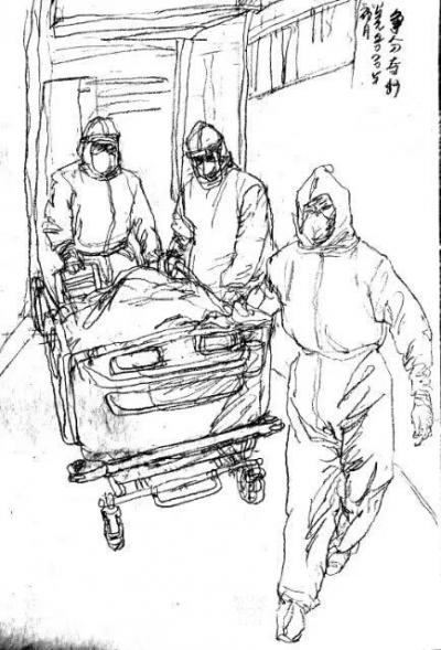 赵国毅日记-抗击新型冠状病毒疫情人物速写作品《争分夺秒》《武汉方庄医院的医生》《并肩战斗》《【图1】