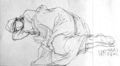 赵国毅日记-抗击新型冠状病毒疫情人物速写作品《争分夺秒》《武汉方庄医院的医生》《并肩战斗》《【图4】