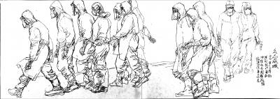 赵国毅日记-抗击新型冠状病毒疫情人物速写作品《争分夺秒》《武汉方庄医院的医生》《并肩战斗》《【图6】