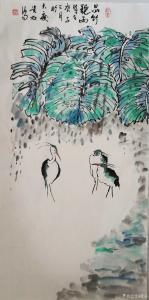 艺术品图片：艺术家夏沁国画作品名称《品竹听雨》价格360.00 元